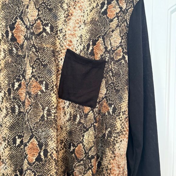 Story Tell Snakeskin‎ Print Elbow Patch Long Sleeve Size 2X - Picture 3 of 6